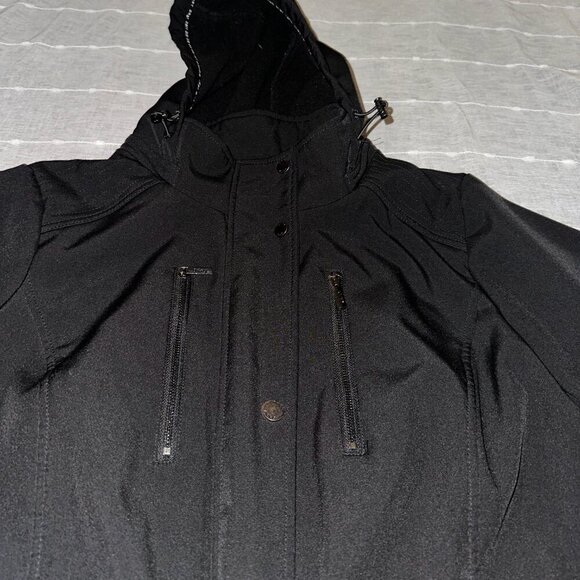 DKNY Women's Hooded Zip-Front Long Anorak Coat 1XL Front Button Close Pockets - Picture 9 of 9